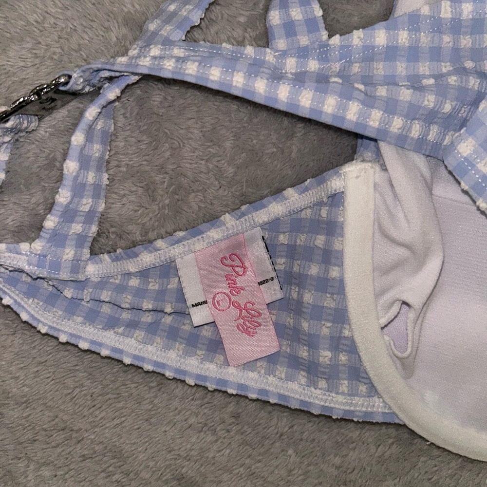 Pink Lily Light Blue Checkered Bikini - Picture 4 of 8